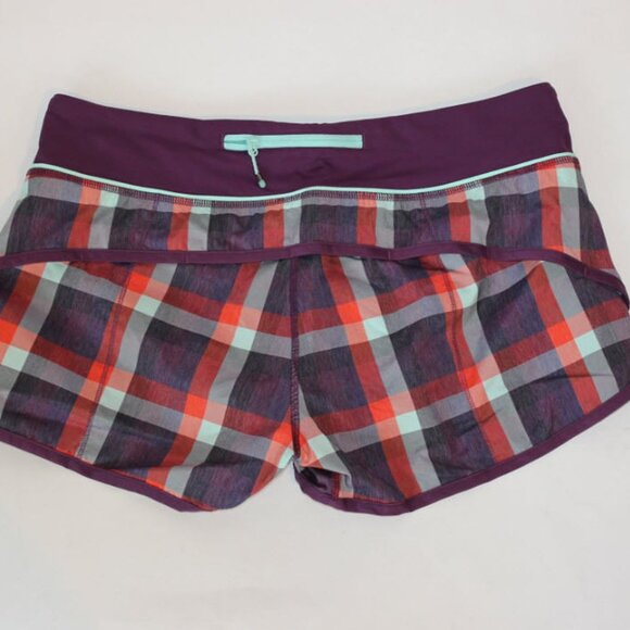 EUC Lululemon Wheezy Check Berry Yum Yum Run: Speed SHort *2-way Stretch Size 4 - Picture 3 of 11